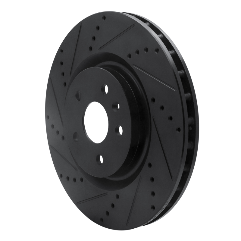 Buick Regal Brake Rotor (1) - Front Left - R1 Concepts - Drilled & Slotted - Black - `09-`17